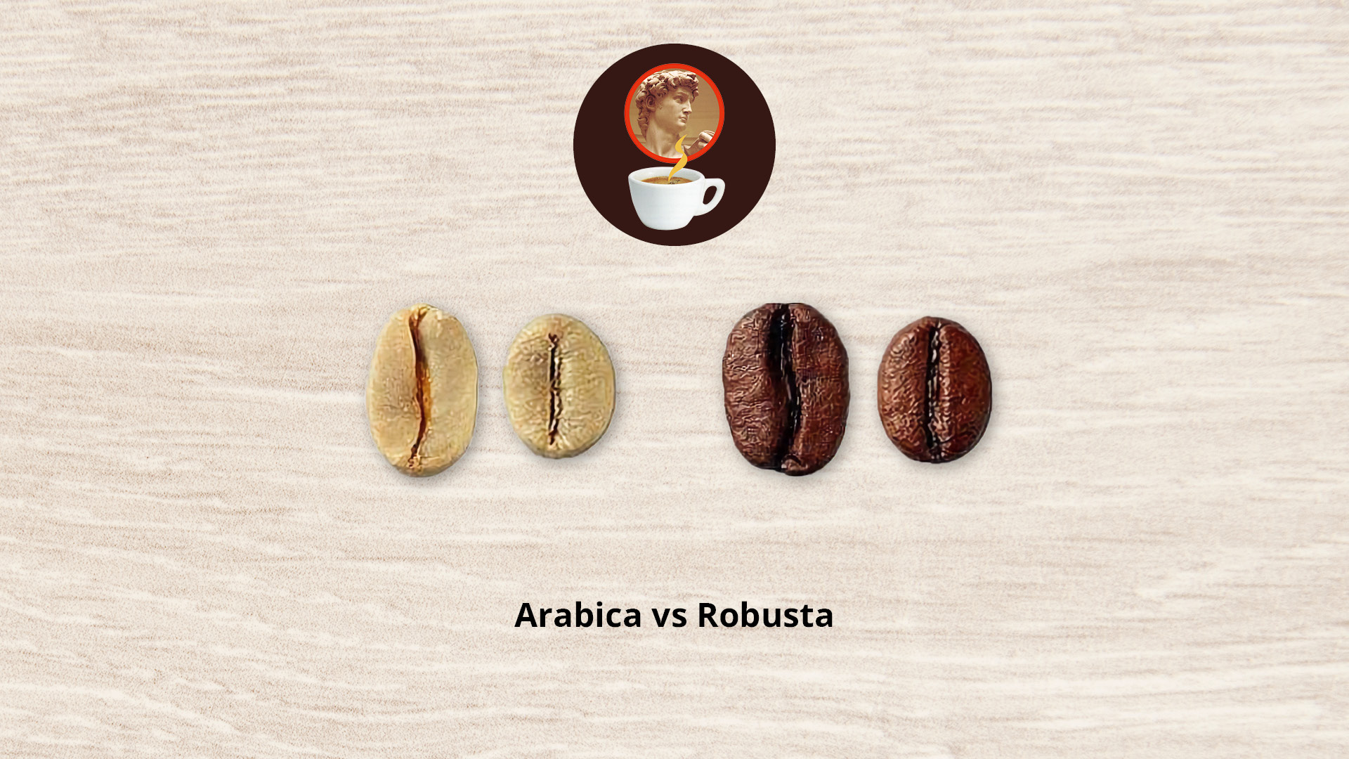 El grano de café Arabica es más alargado y generalmente tiene un calibre (técnicamente llamado crivello) más grande en comparación con el Robusta. Además, el grano de Arabica presenta un surco central característico en forma de S más pronunciado.